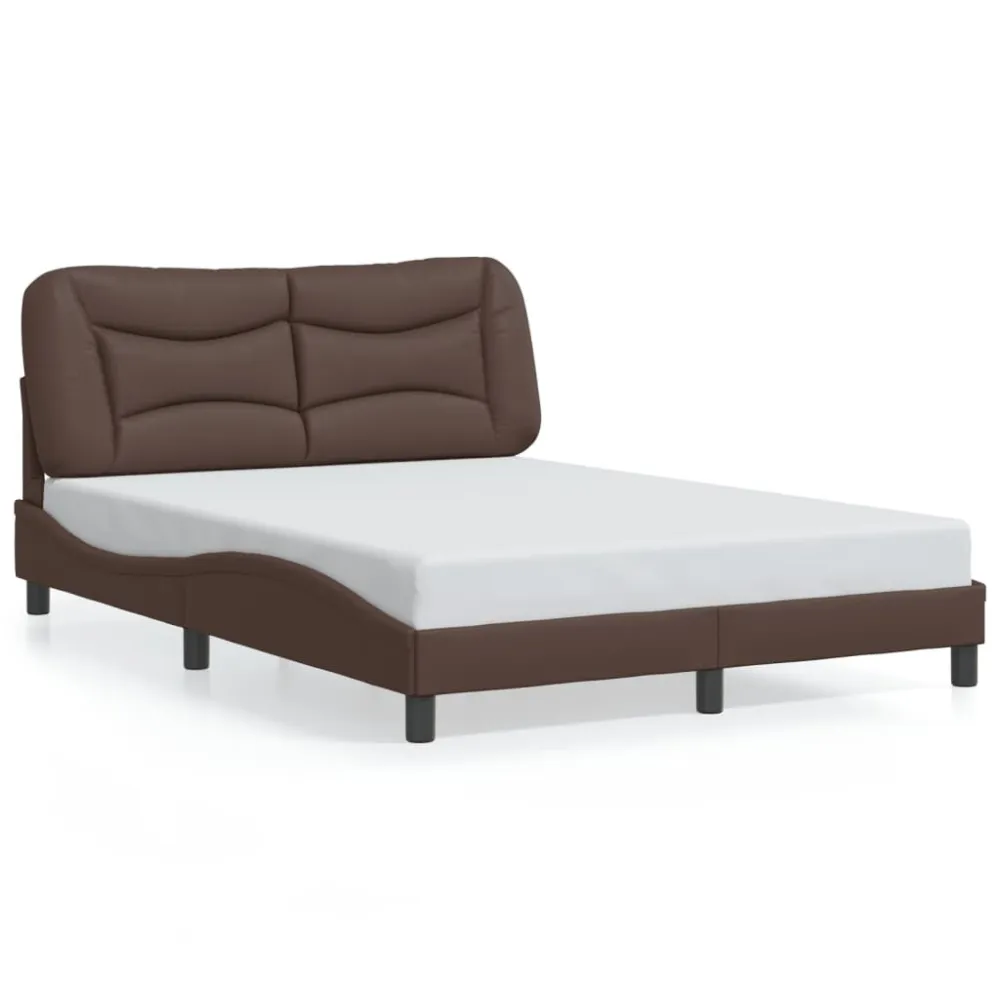 Bedframe met hoofdbord kunstleer bruin 140x200 cm