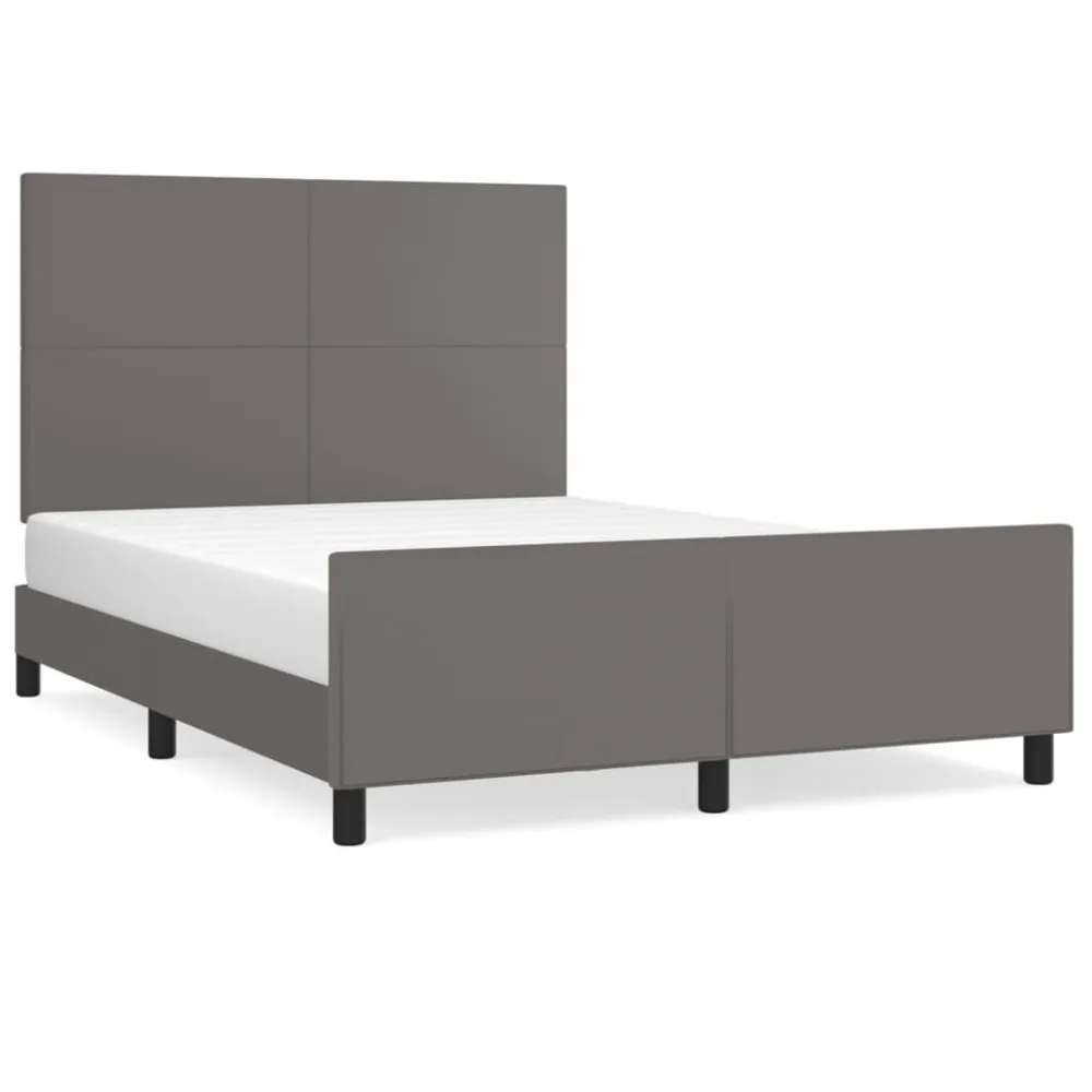 Bedframe met hoofdbord kunstleer grijs 140x190 cm