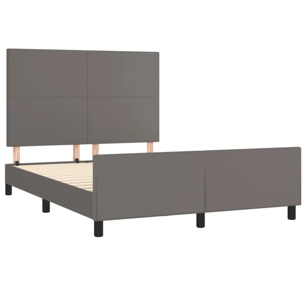 Bedframe met hoofdbord kunstleer grijs 140x190 cm