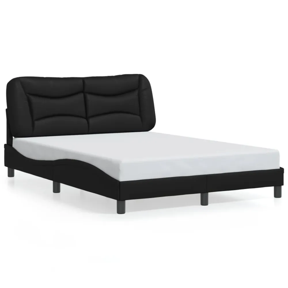 Bedframe met hoofdbord kunstleer zwart 140x200 cm