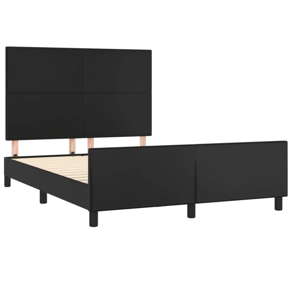 Bedframe met hoofdbord kunstleer zwart 140x200 cm