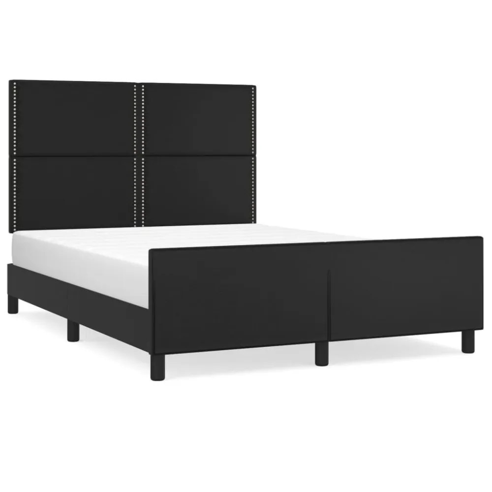 Bedframe met hoofdbord kunstleer zwart 140x200 cm