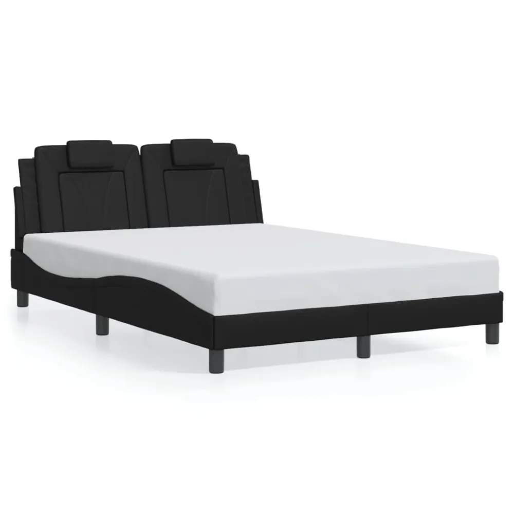 Bedframe met hoofdbord kunstleer zwart 140x200 cm