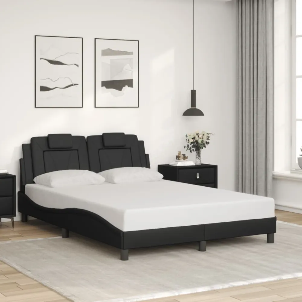 Bedframe met hoofdbord kunstleer zwart 140x200 cm