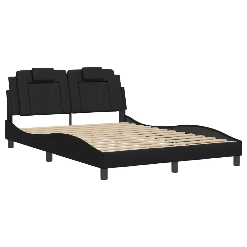 Bedframe met hoofdbord kunstleer zwart 140x200 cm