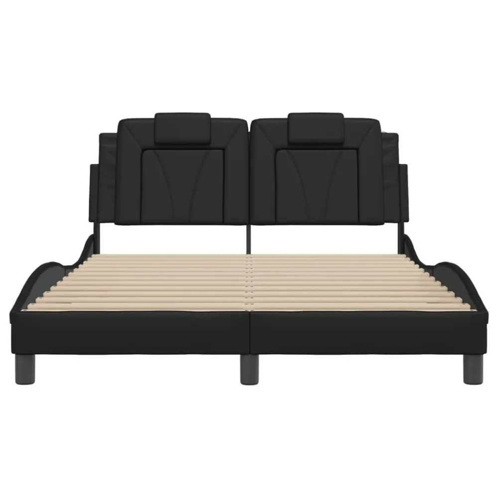 Bedframe met hoofdbord kunstleer zwart 140x200 cm