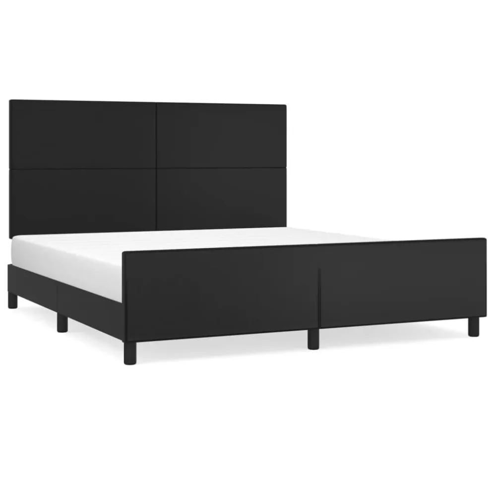 Bedframe met hoofdbord kunstleer zwart 160x200 cm