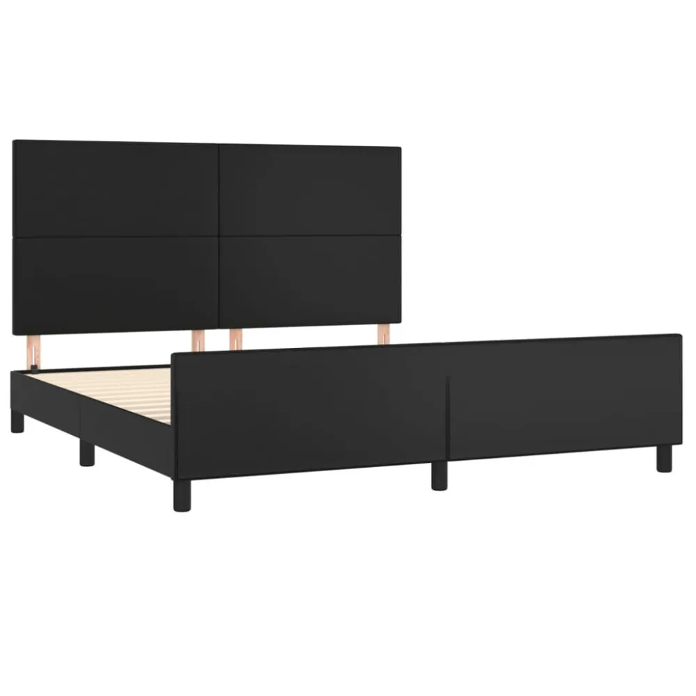 Bedframe met hoofdbord kunstleer zwart 160x200 cm