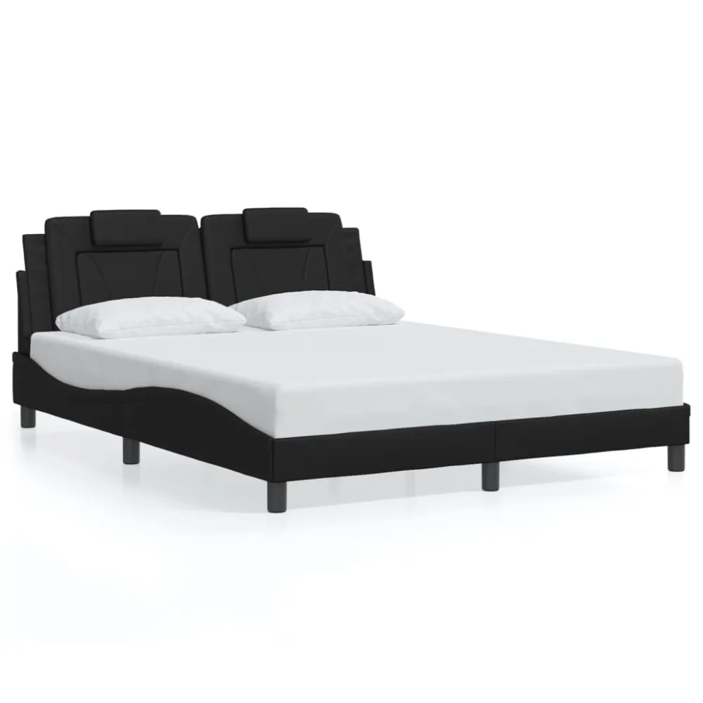 Bedframe met hoofdbord kunstleer zwart 160x200 cm