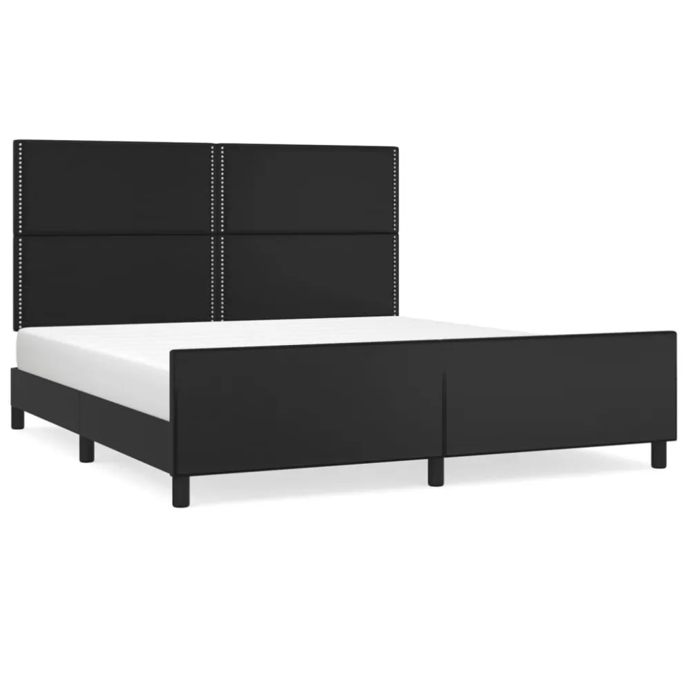 Bedframe met hoofdbord kunstleer zwart 160x200 cm