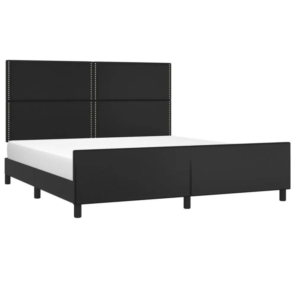 Bedframe met hoofdbord kunstleer zwart 160x200 cm
