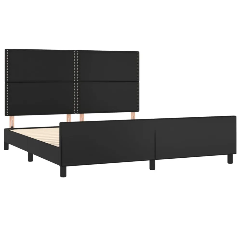 Bedframe met hoofdbord kunstleer zwart 160x200 cm