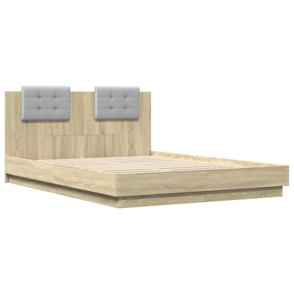 Bedframe met hoofdbord en LED sonoma eikenkleurig 140x200 cm