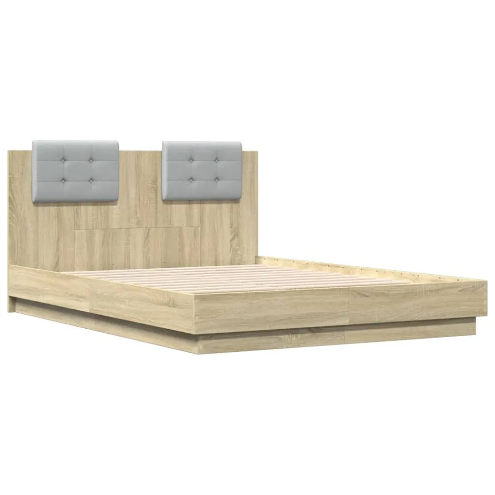 Bedframe met hoofdbord en LED sonoma eikenkleurig 120x190 cm