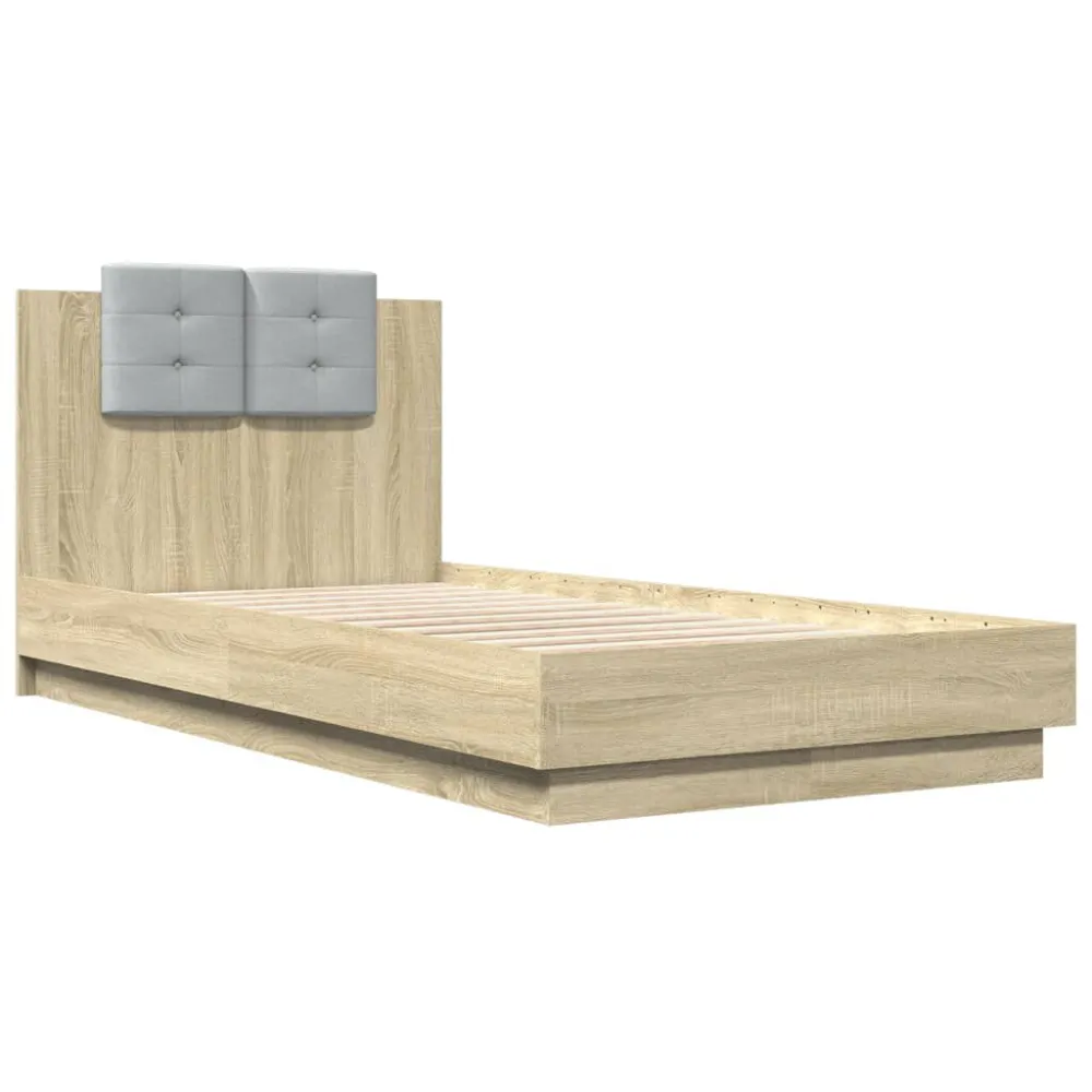 Bedframe met hoofdbord en LED sonoma eikenkleurig 90x190 cm