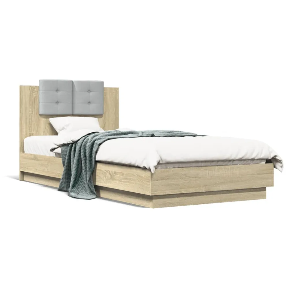 Bedframe met hoofdbord en LED sonoma eikenkleurig 100x200 cm