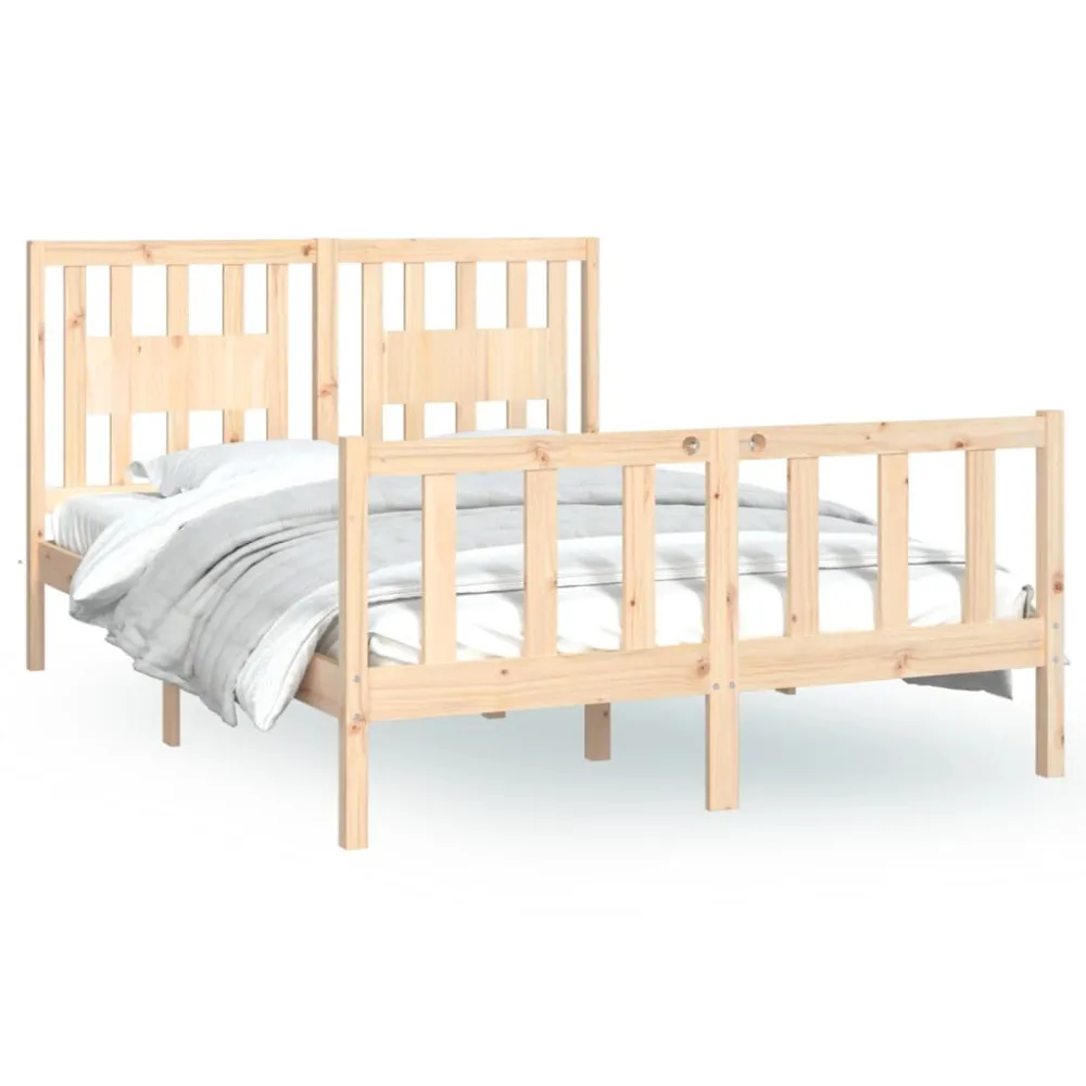 Bedframe met hoofdbord massief grenenhout 140x200 cm
