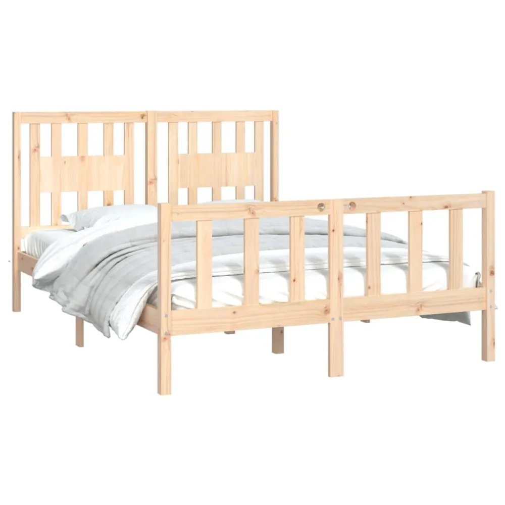 Bedframe met hoofdbord massief grenenhout 140x200 cm