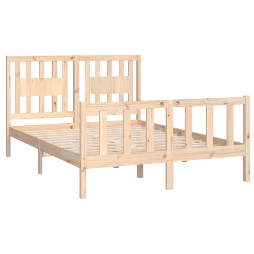 Bedframe met hoofdbord massief grenenhout 140x200 cm