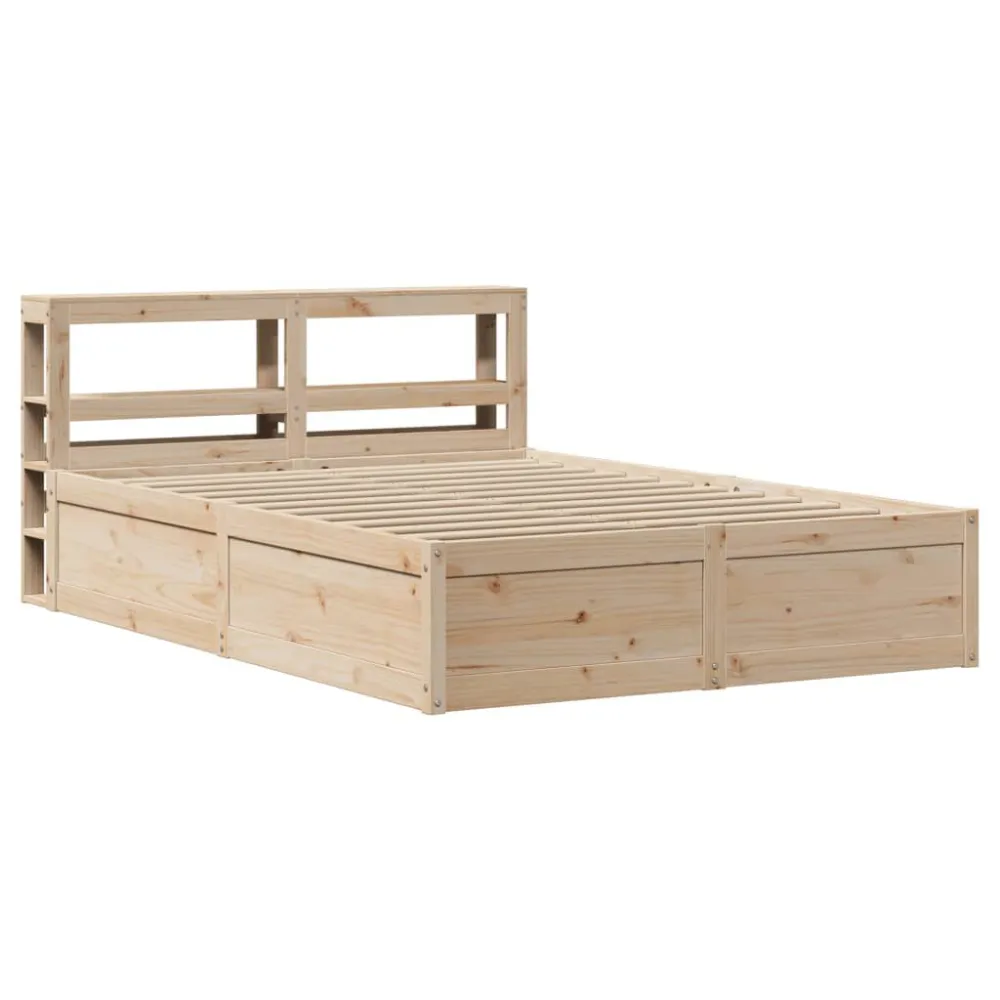 Bedframe met hoofdbord massief grenenhout 160x200 cm