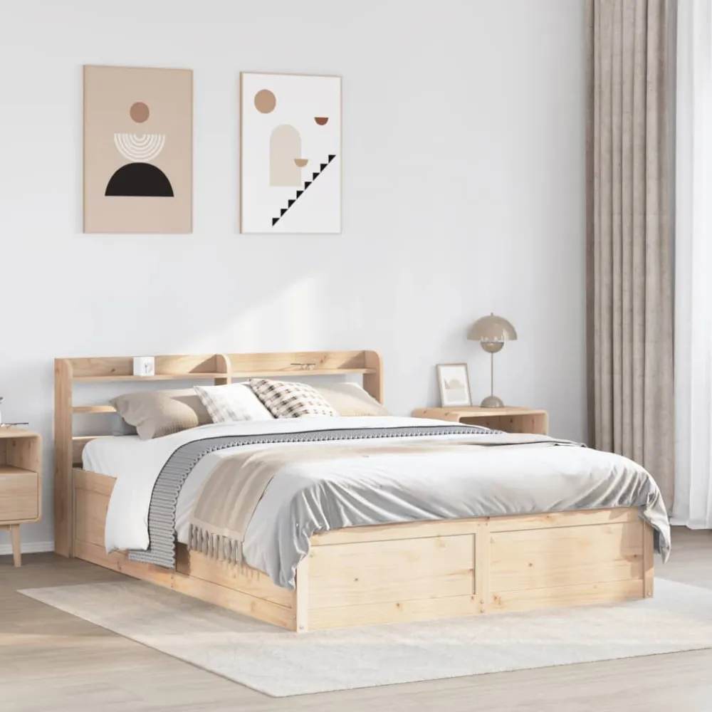 Bedframe met hoofdbord massief grenenhout 160x200 cm
