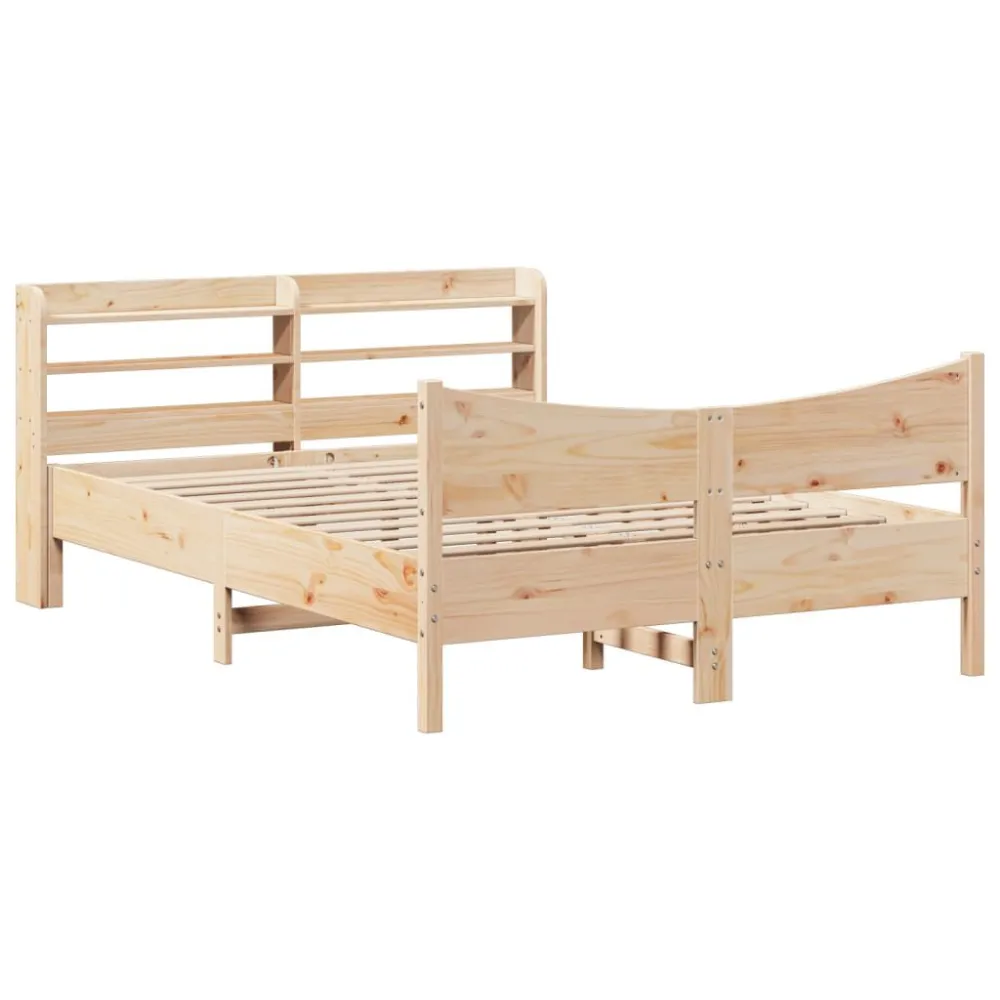 Bedframe met hoofdbord massief grenenhout 160x200 cm