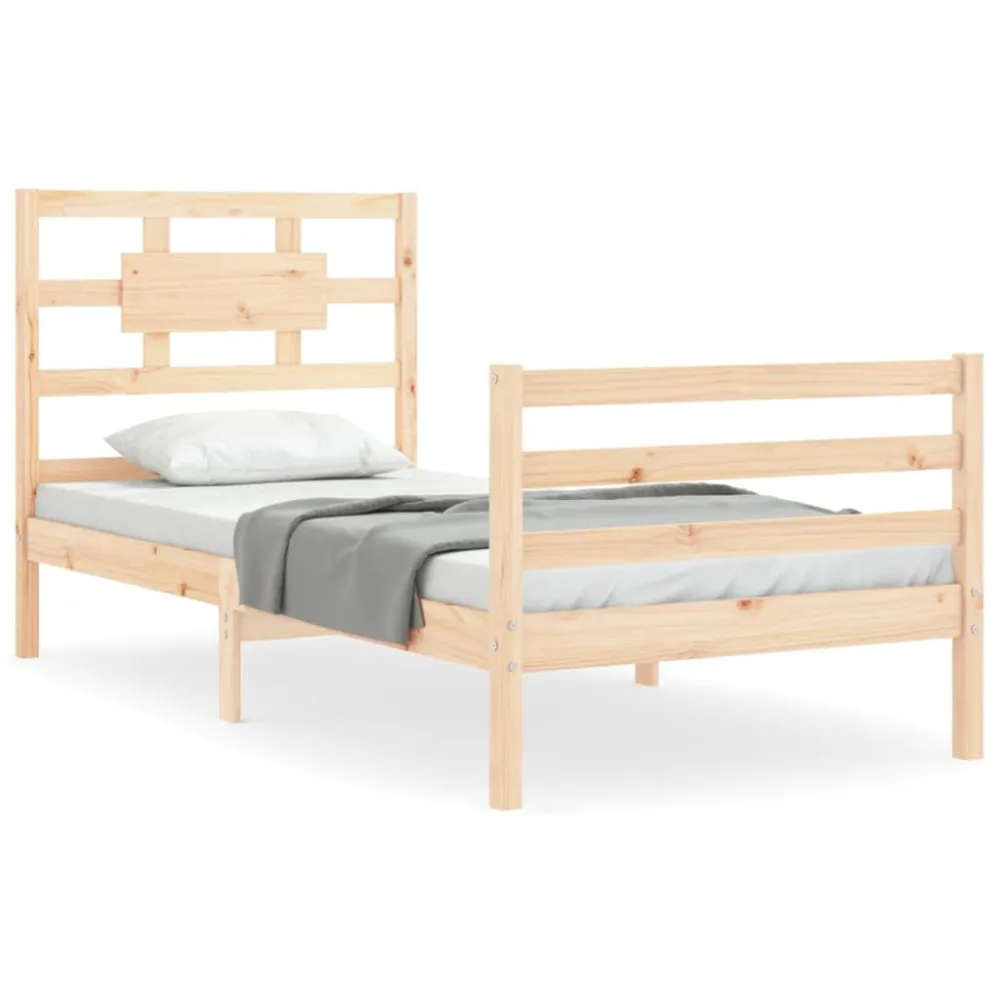 Bedframe met hoofdbord massief hout 100x200 cm