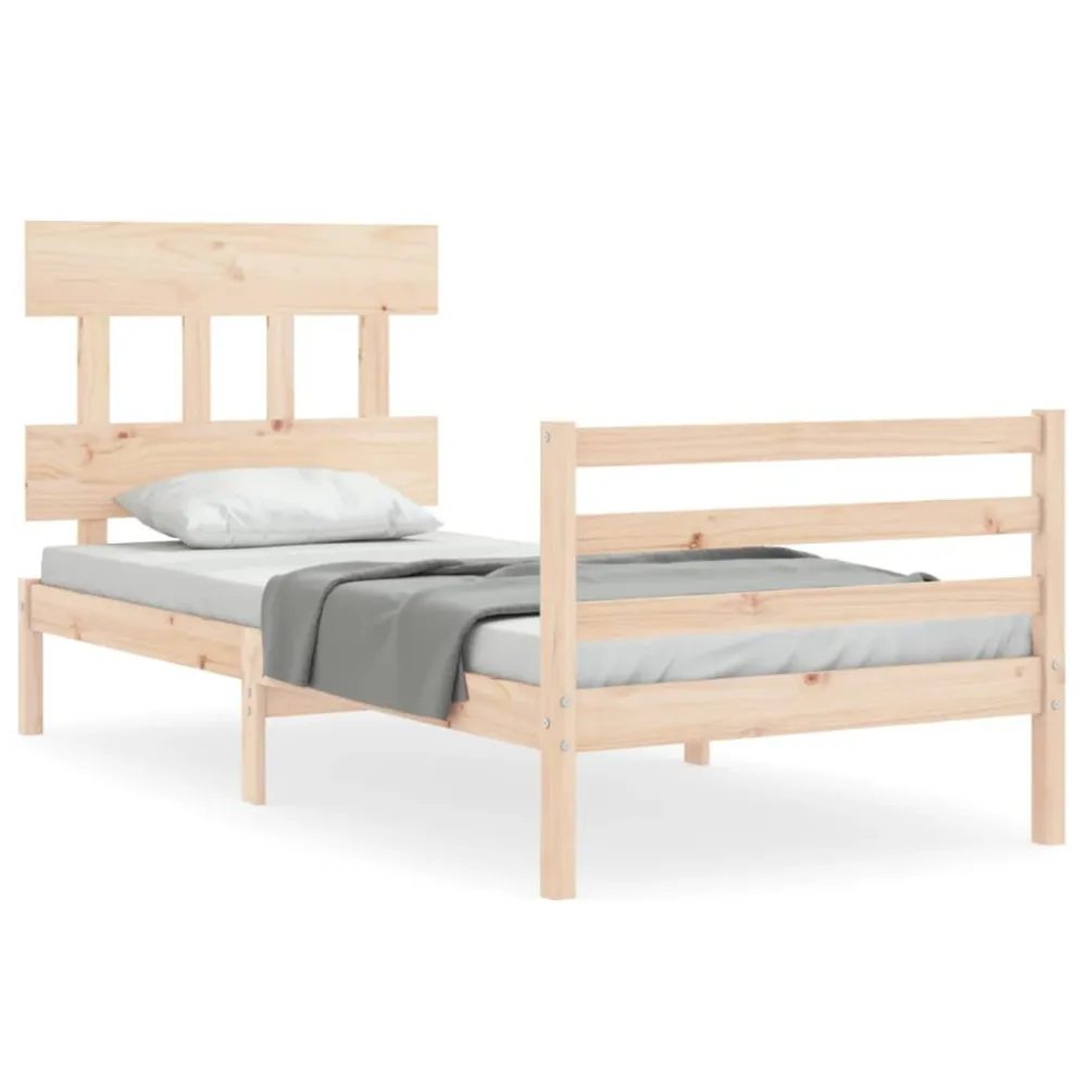 Bedframe met hoofdbord massief hout 100x200 cm