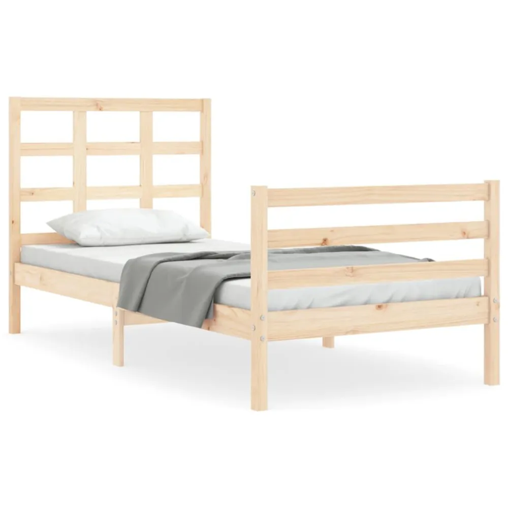Bedframe met hoofdbord massief hout 100x200 cm