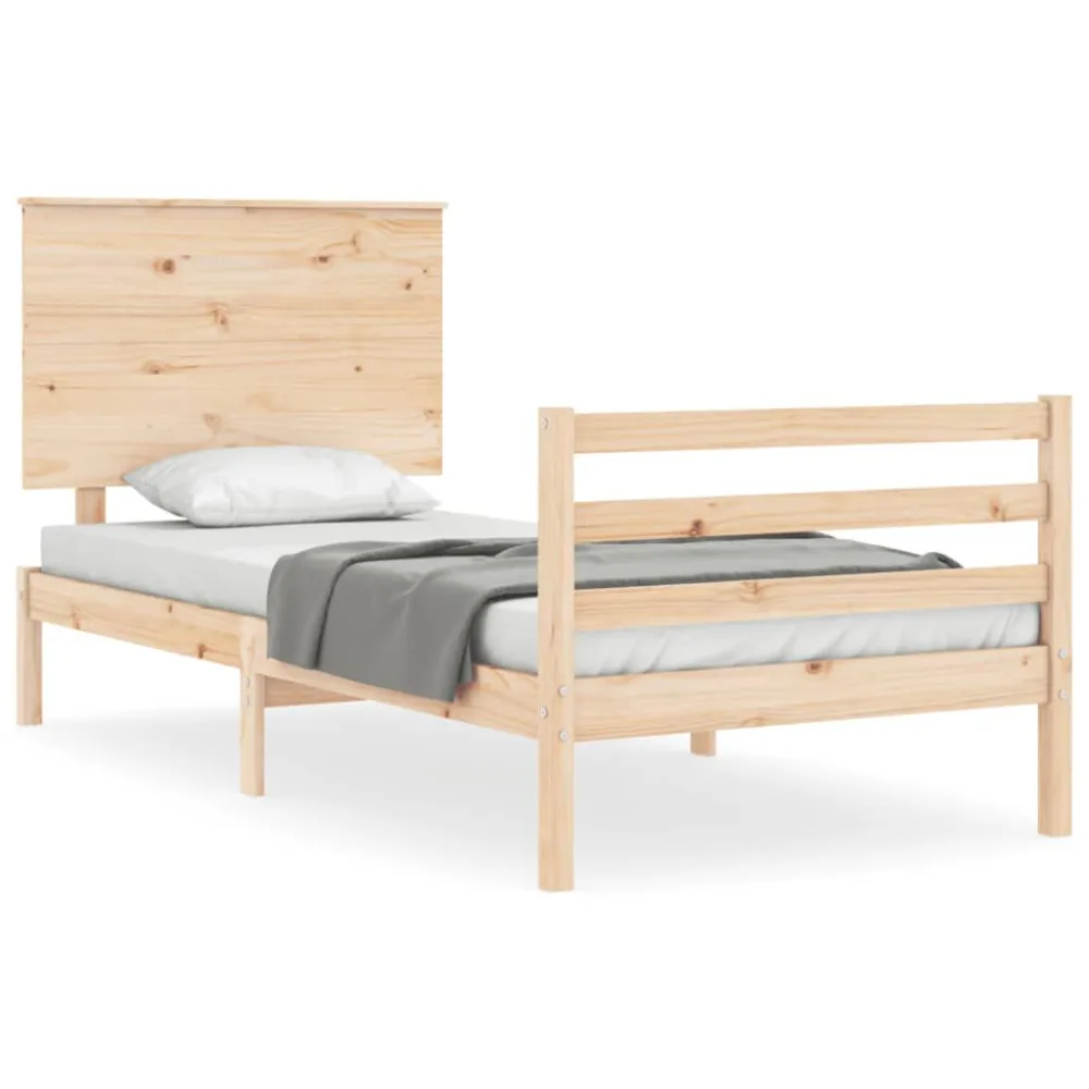 Bedframe met hoofdbord massief hout 100x200 cm