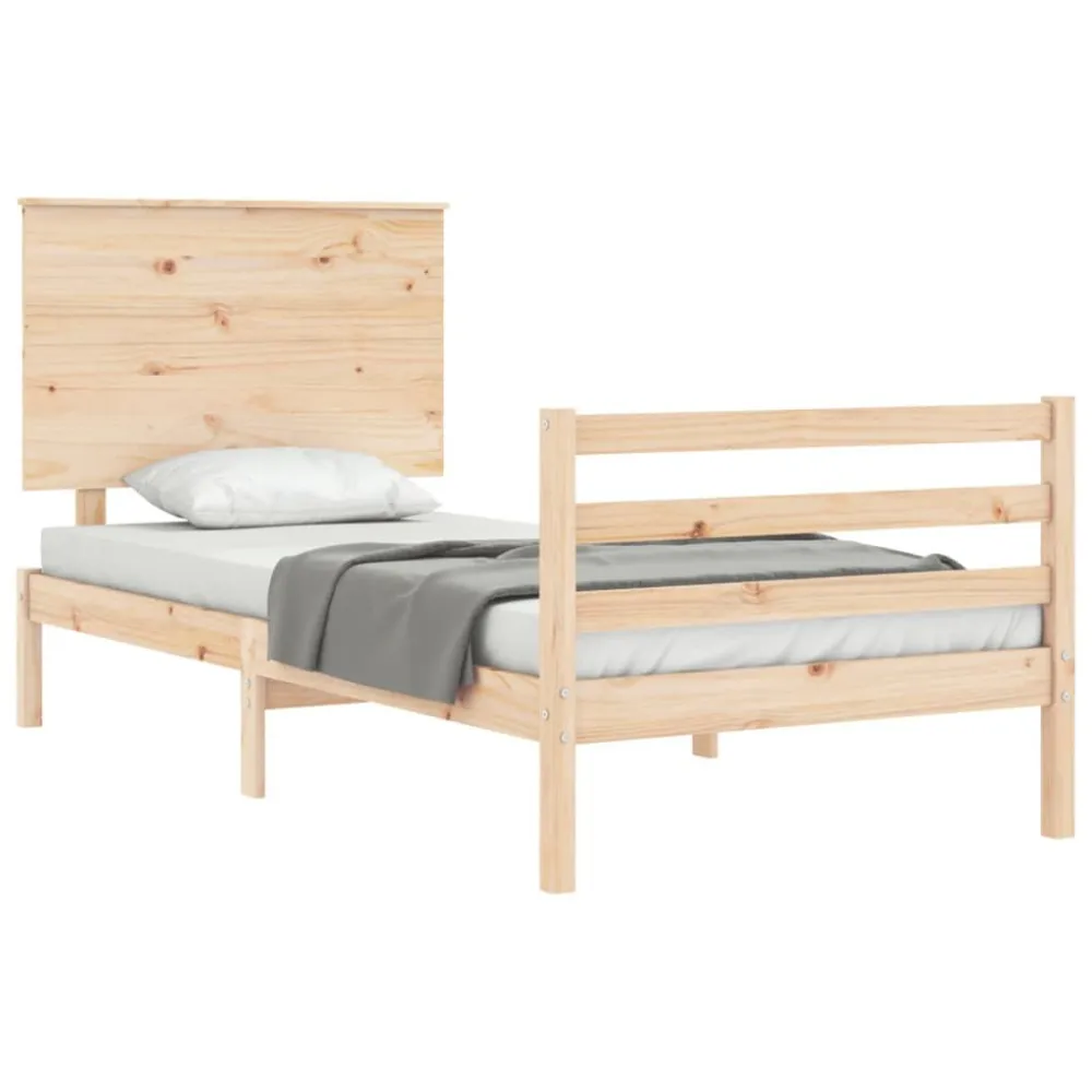 Bedframe met hoofdbord massief hout 100x200 cm