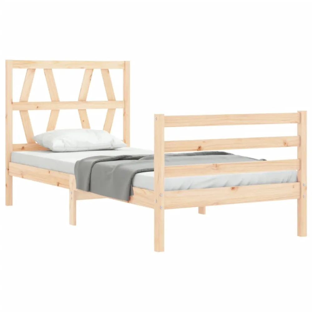 Bedframe met hoofdbord massief hout 100x200 cm