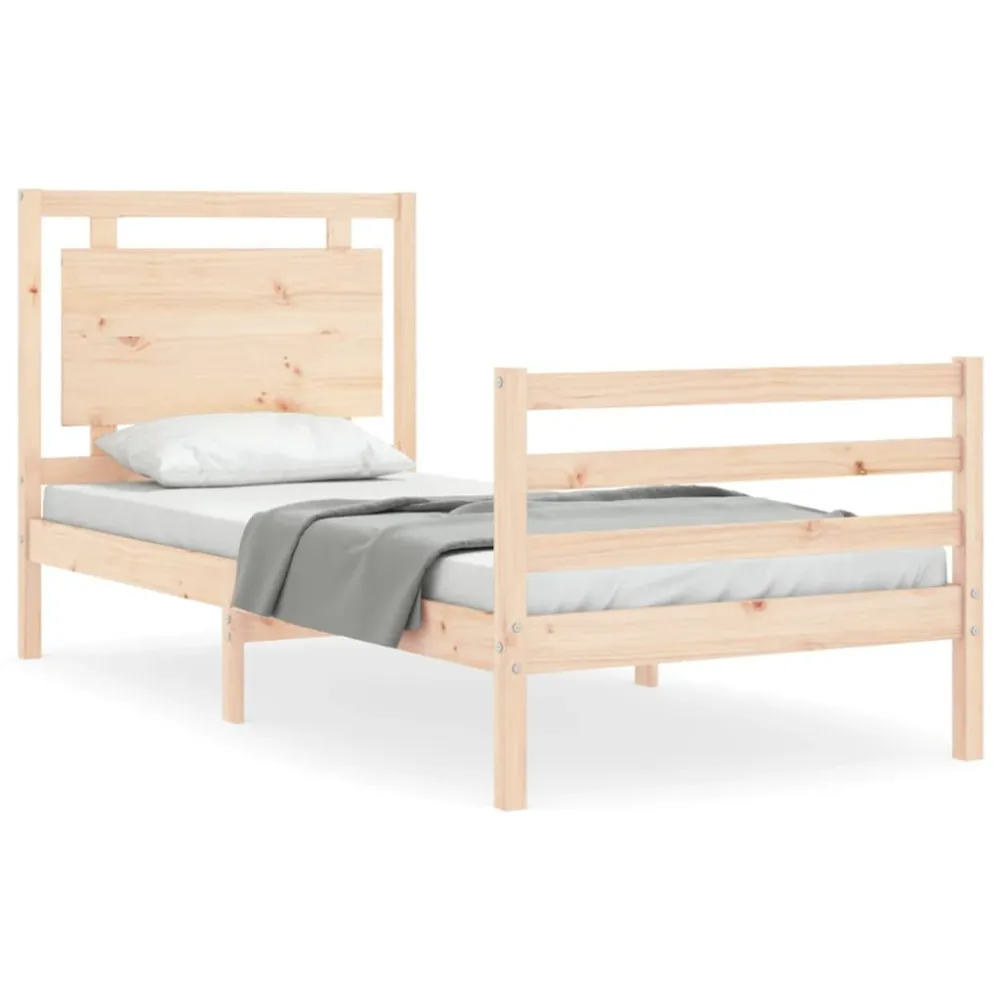 Bedframe met hoofdbord massief hout 100x200 cm