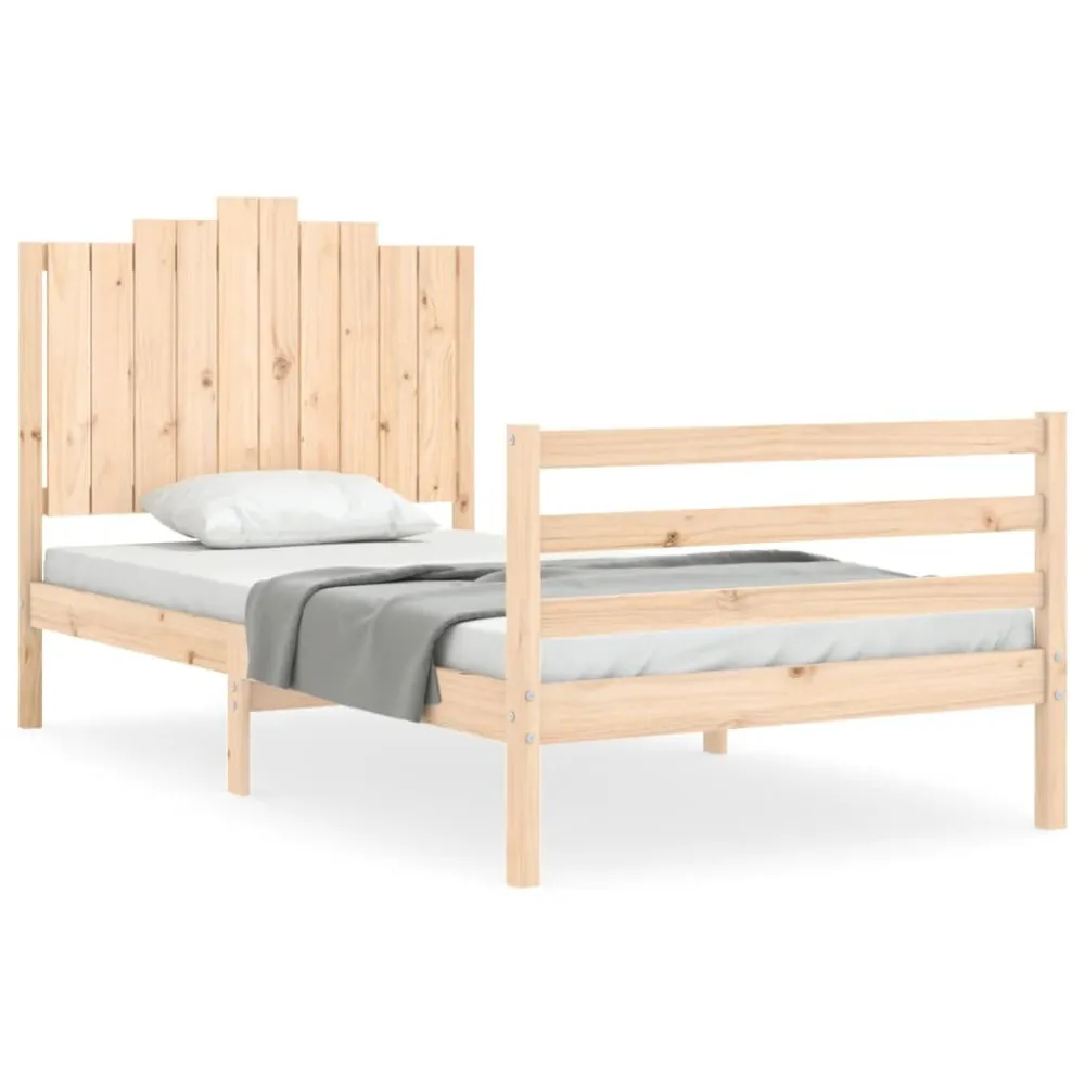Bedframe met hoofdbord massief hout 100x200 cm