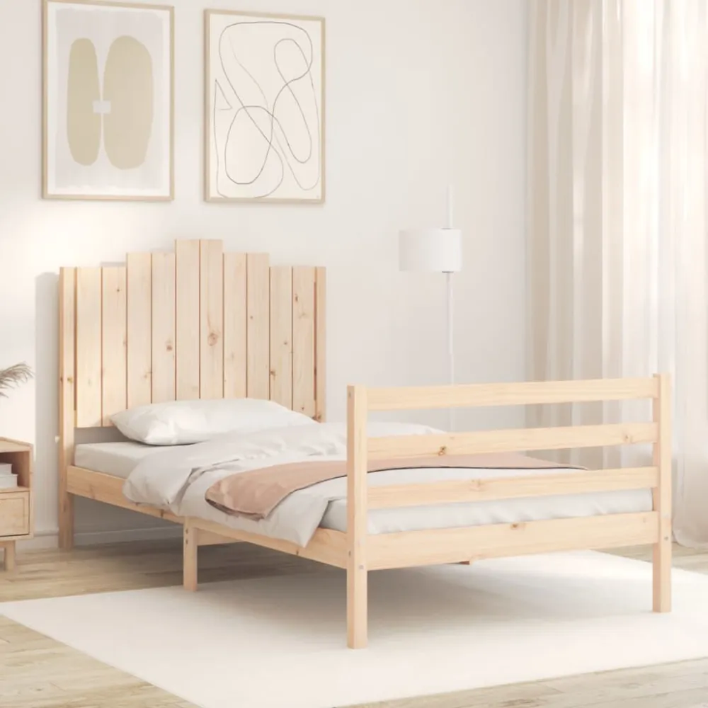 Bedframe met hoofdbord massief hout 100x200 cm