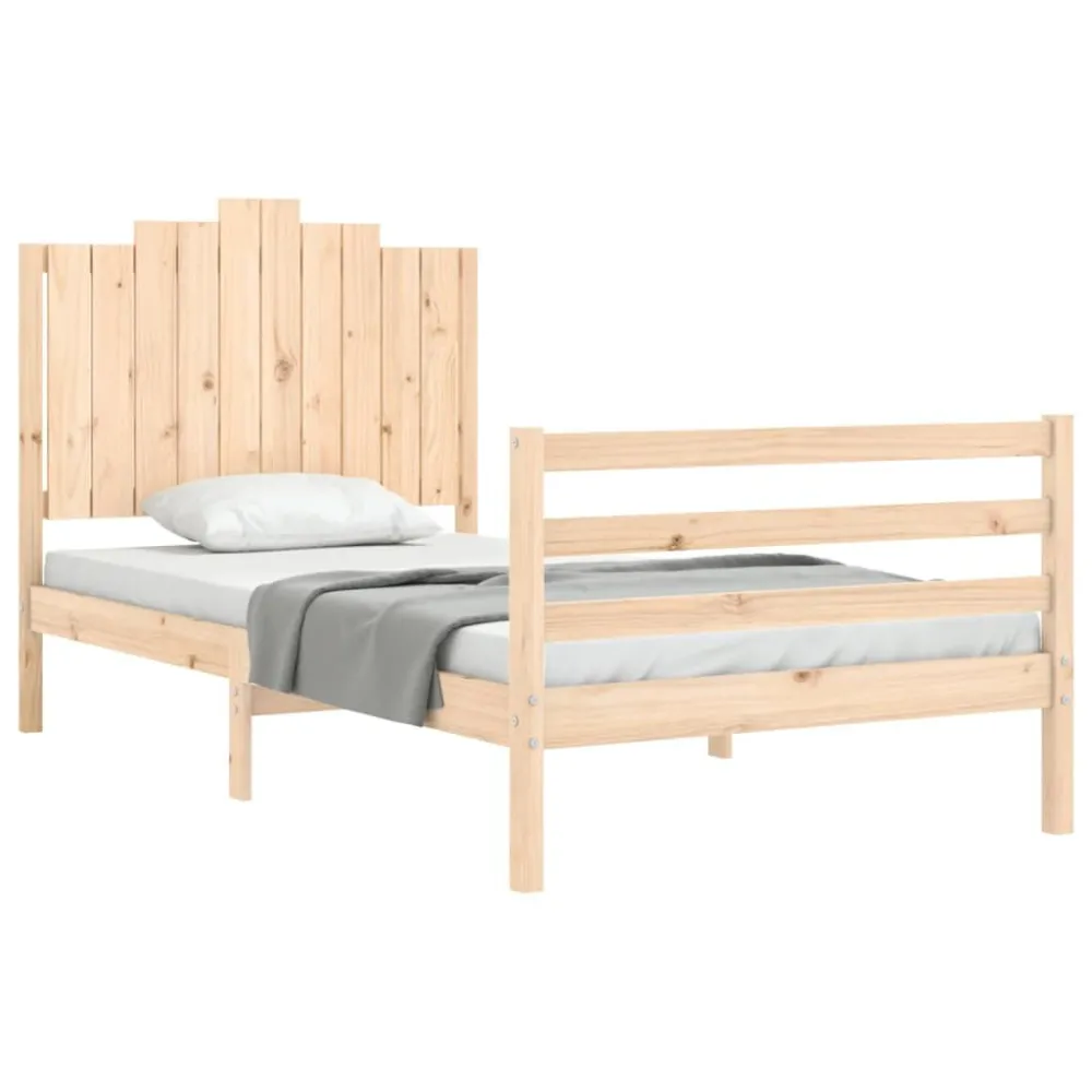 Bedframe met hoofdbord massief hout 100x200 cm