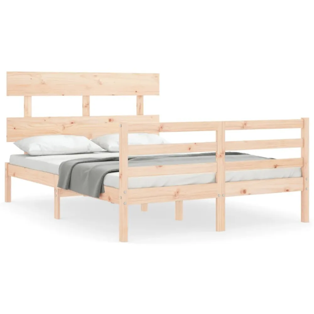 Bedframe met hoofdbord massief hout 140x190 cm
