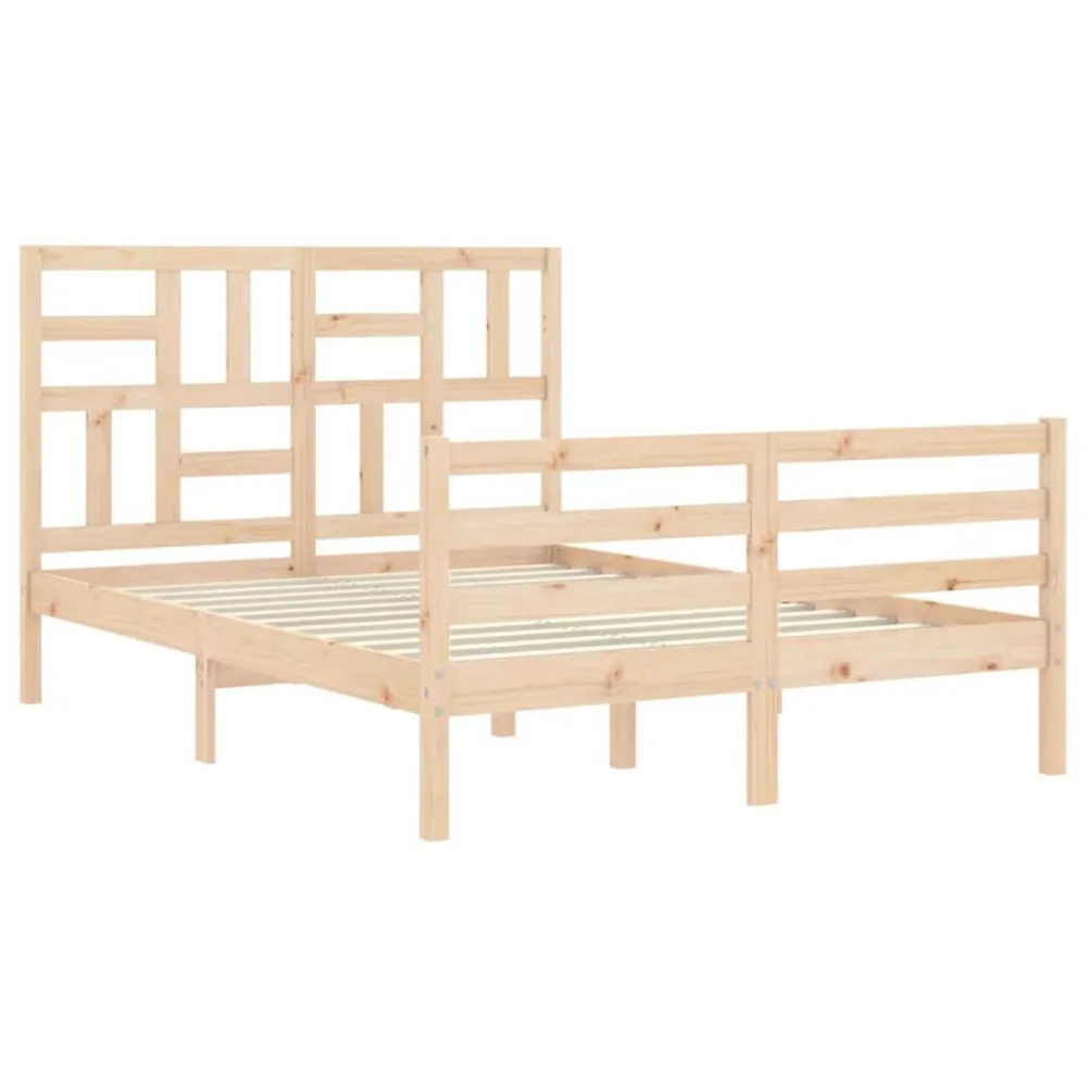 Bedframe met hoofdbord massief hout 140x190 cm