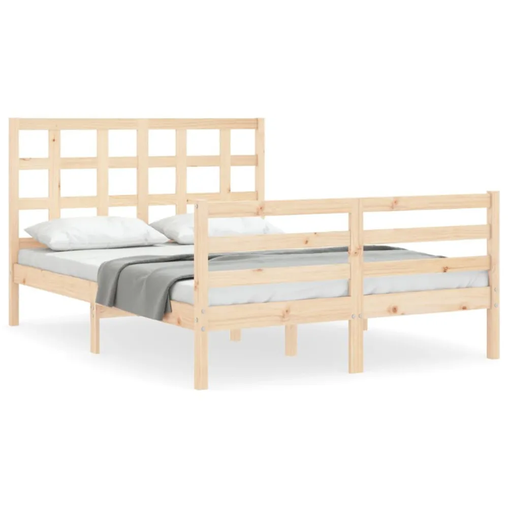 Bedframe met hoofdbord massief hout 140x190 cm