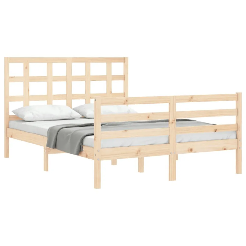 Bedframe met hoofdbord massief hout 140x190 cm