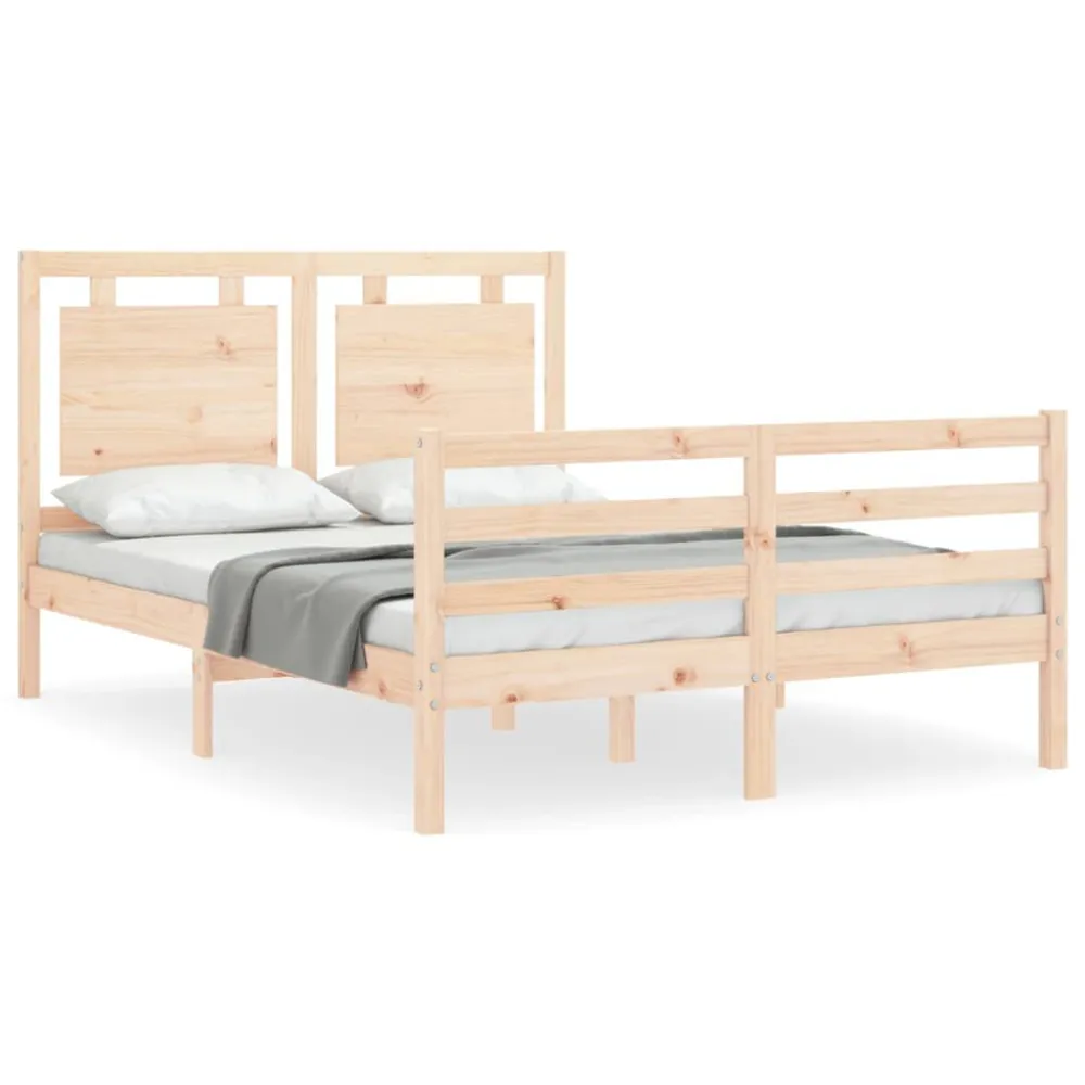 Bedframe met hoofdbord massief hout 140x190 cm