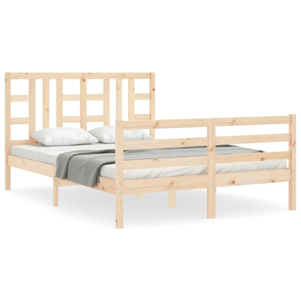 Bedframe met hoofdbord massief hout 140x200 cm