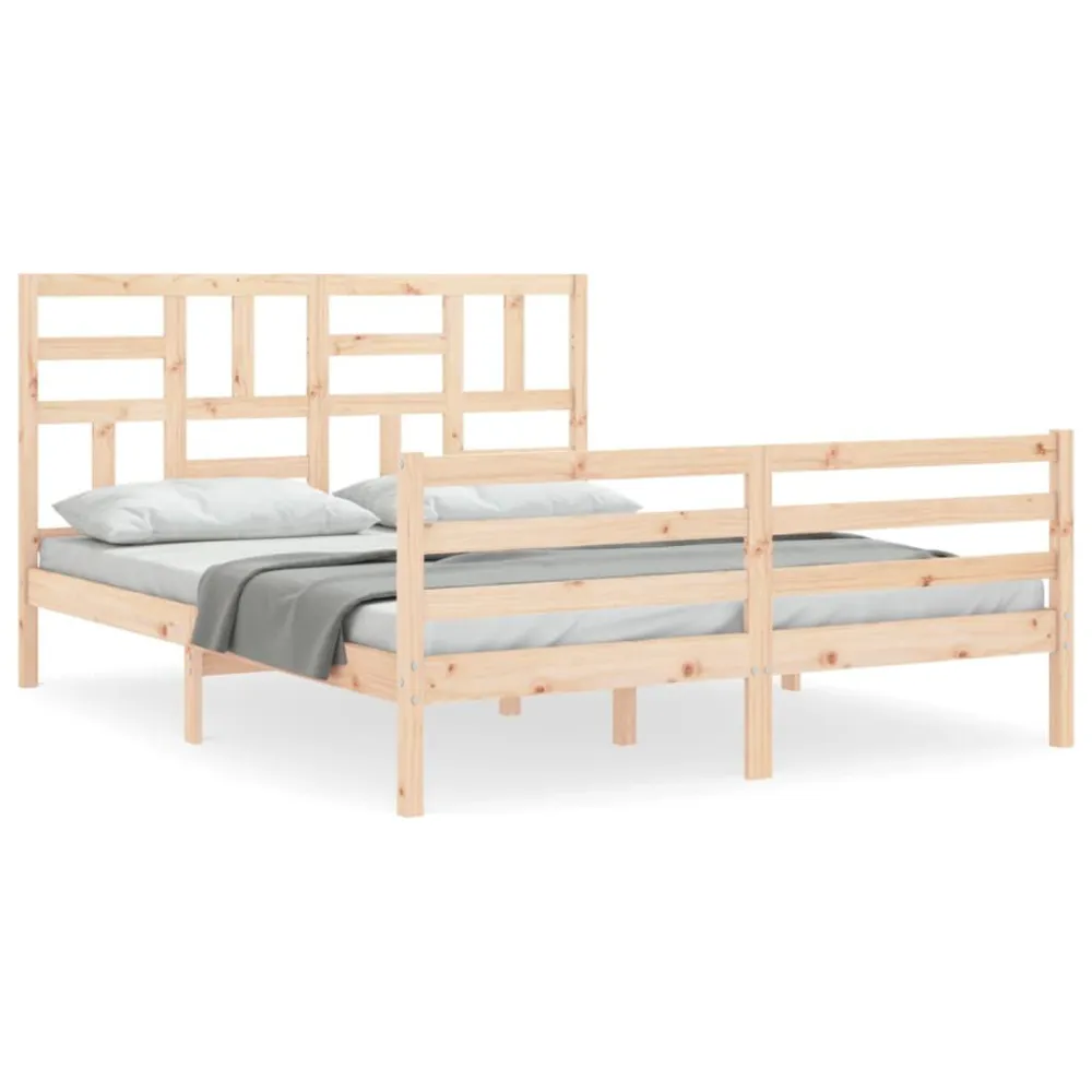 Bedframe met hoofdbord massief hout 160x200 cm