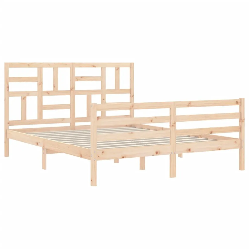 Bedframe met hoofdbord massief hout 160x200 cm