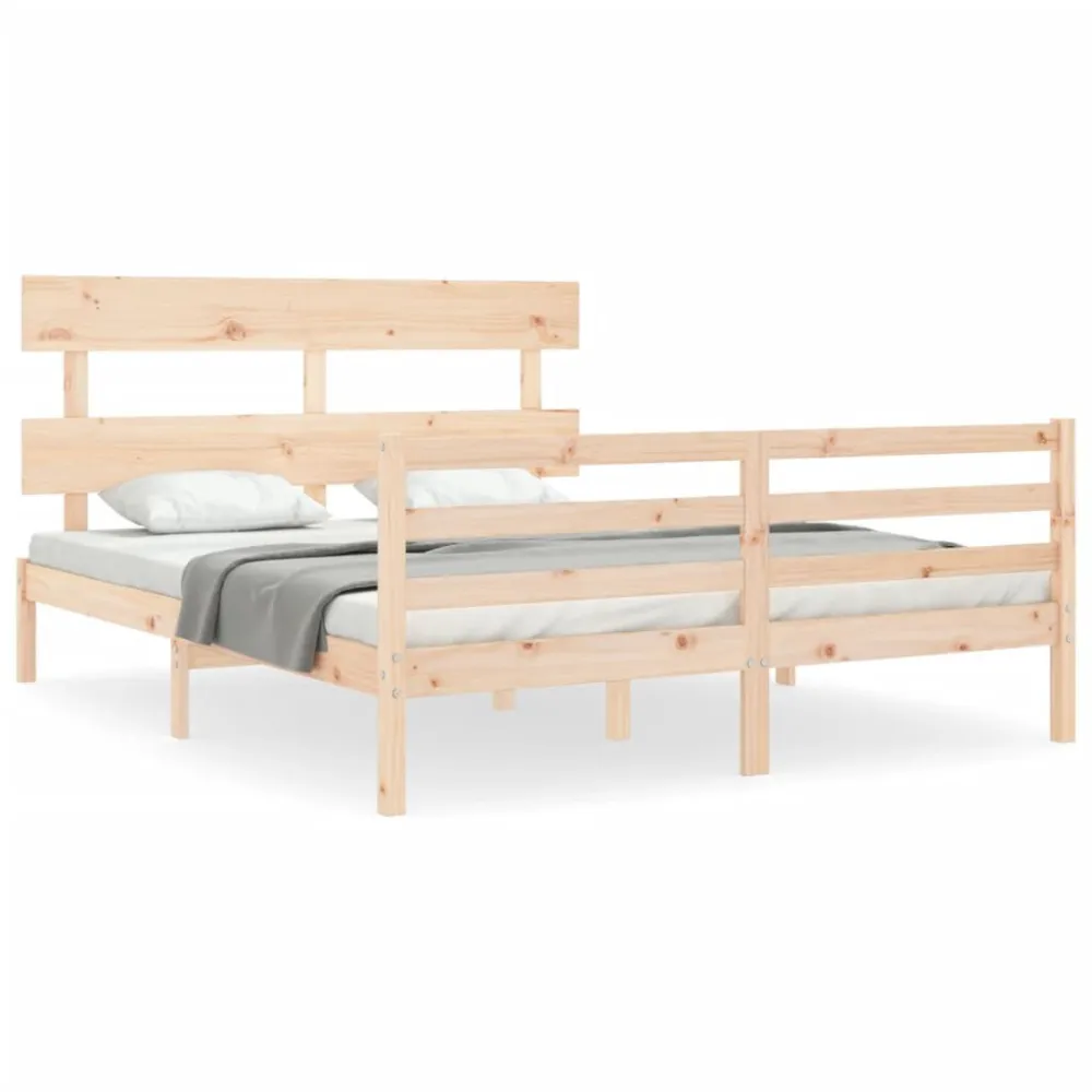 Bedframe met hoofdbord massief hout 160x200 cm