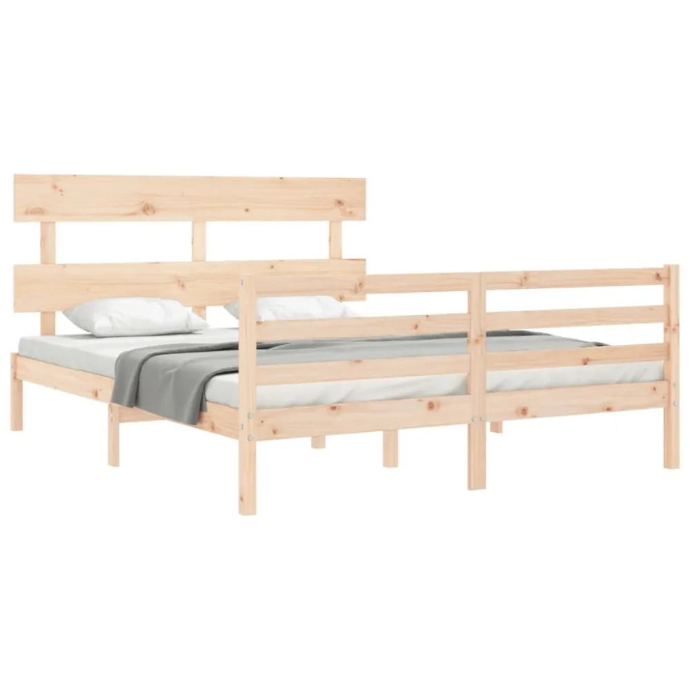 Bedframe met hoofdbord massief hout 160x200 cm