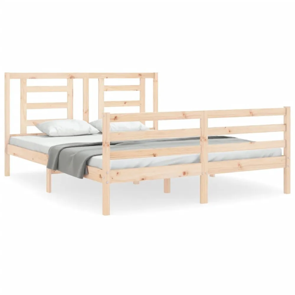 Bedframe met hoofdbord massief hout 160x200 cm