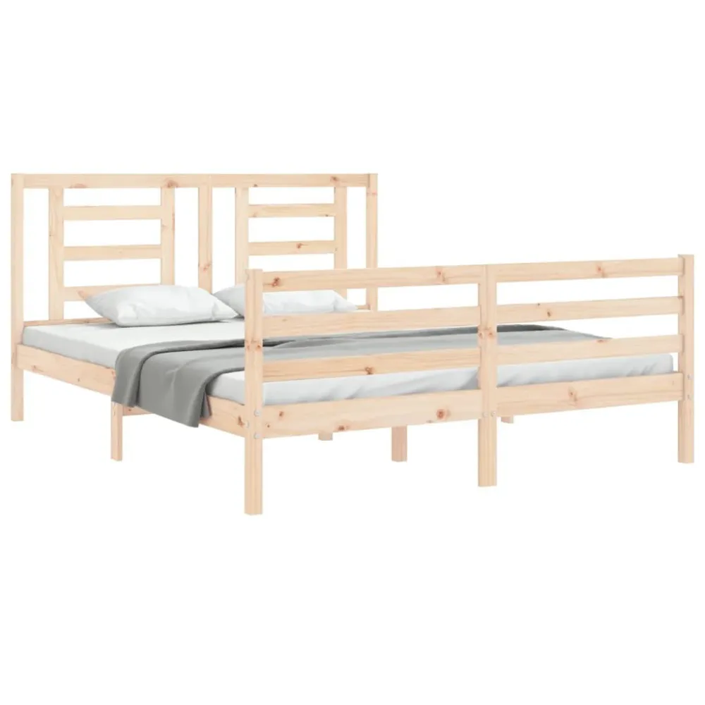 Bedframe met hoofdbord massief hout 160x200 cm