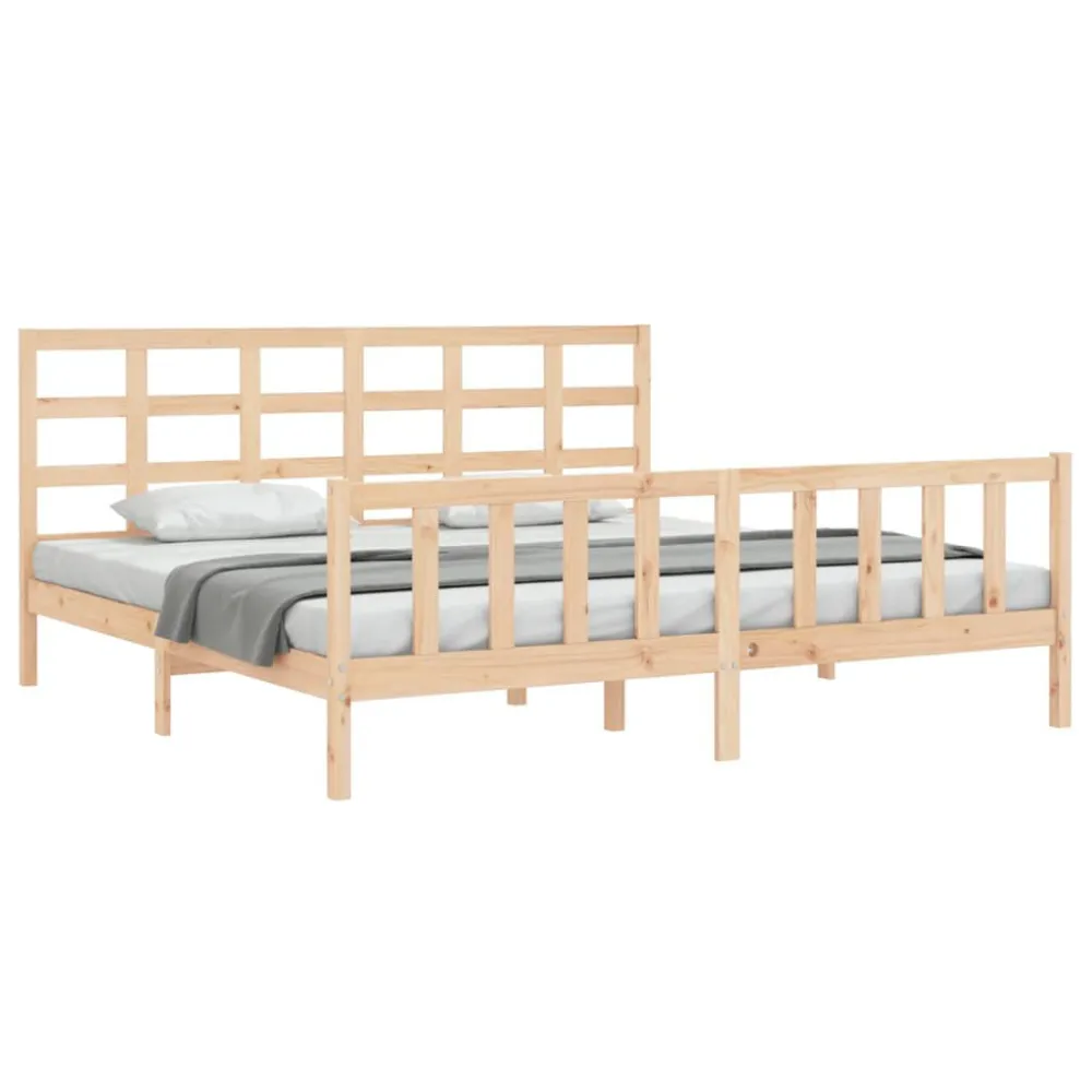 Bedframe met hoofdbord massief hout 180x200 cm