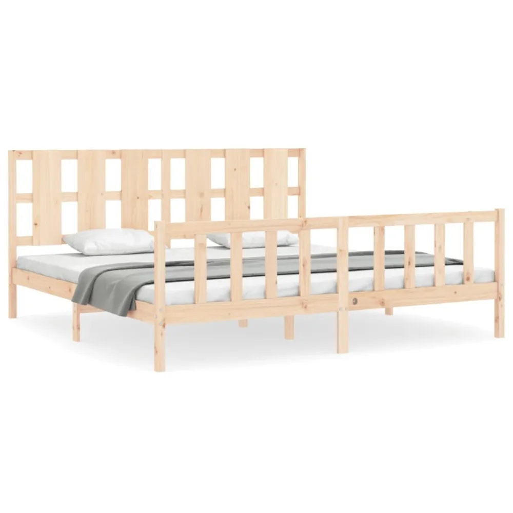 Bedframe met hoofdbord massief hout 180x200 cm